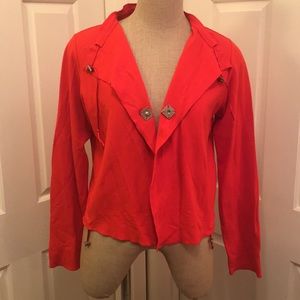 Joan Vass Snap-Front Long-Sleeve Blazer